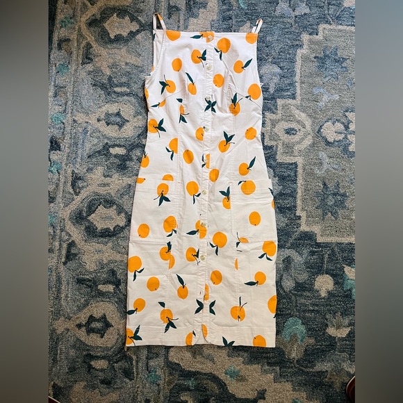 Maeve Colette Midi Dress Orange Citrus Print NWT Anthropologie Size S - Picture 2 of 7
